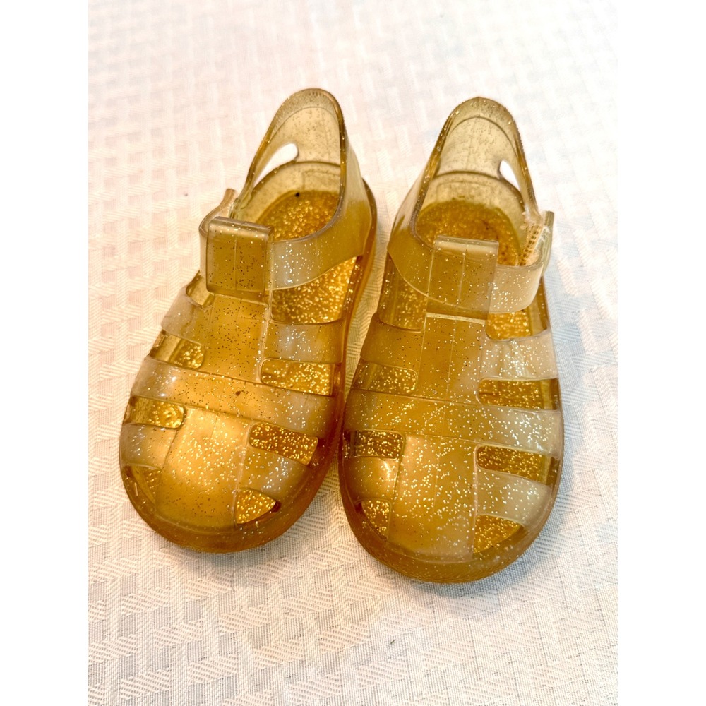 Igor Star Toddler Gold Glitter Jelly Sandals Size 22 US 6 Beach Summer Shoes